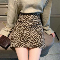 Chân Váy Ngắn Dáng Chữ A Họa Tiết Sọc Ngựa Vằn Theo Phong Cách Hàn Quốc