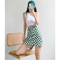 Chân váy ngắn kaki caro hot trend mùa hè này - chân váy a ngắn basic hàng mới kèm quần trong (Caamhouse)