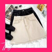 Chân váy ngắn kaki chữ A chỉ nổi có quần trong bảo hộ Đầm nữ giả jeans vintage trẻ trung đi học đi chơi T394G