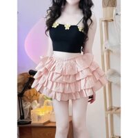 Chân Váy Ngắn Nhún Xòe 4 Tầng Dập Nổi Lưng Thun Có Quần Bảo Hộ Phong Cách Điệu Đà - U007