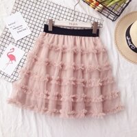 Chân váy ngắn ren nhún BERI (hồng) - CV0100