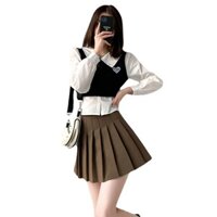 Chân váy ngắn xếp ly dáng xòe thời trang nữ chất liệu vải hàng cao cấp, Chân Váy chữ A xếp ly màu Kaki TN39
