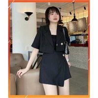 Chân Váy Ngắn✨Áo Croptop✨Set Đồ Nữ Cá Tính Áo Croptop Kiểu Vest Chân Váy Lệch Dáng Chữ A Form Cực Đẹp