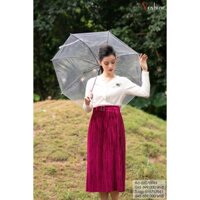 Chân váy nhung dập ly (Hàng thiết kế chuẩn phom dáng)