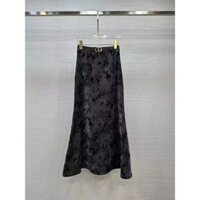 Chân váy nhung đuôi cá dài eo cao Dior CD