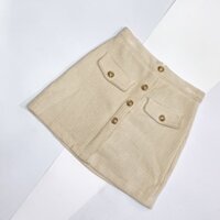 Chân Váy Nhung Khuy Vàng Cao Cấp - Kim Linh Shop