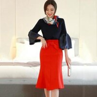 Chân Váy Nữ Công Sở New Design Thiết kế Dáng Váy Đuôi Cá Dài Qua Gối ,Ôm Body Sang Trọng ,Vải Tốt Co Giãn CV0039 - Đỏ - M