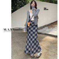 Chân váy nữ dáng dài caro thiết kế form đuôi cá tinh tế M.A.Y Studio, váy nữ chất liệu dạ mềm 2 lớp ( Sẵn Hàng )