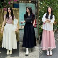 Chân váy nữ dáng dài kaki thô có lưng thun sau, chân váy dài thô retro phong cách dễ phối đồ hàng Loại 1
