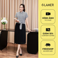 Chân Váy Nữ LAMER Chân Váy Midi Dài Ngang Gối Dập Ly Họa Tiết L62L22Q034