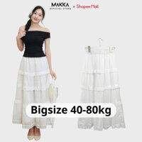 Chân váy nữ MAKKA chân váy midi chữ A viền xếp tầng 2 lớp phối ren 5927