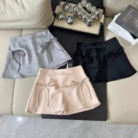 Chân váy nữ ngắn chữ A lụa kèm quần trong khoá bên hông đẹp 2 màu pastel,đen full size SANJOLI CV009