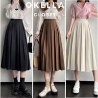 Chân váy nữ xếp ly dáng dài mẫu mới , chân váy nữ tiểu thư Ulzzang lên dáng siêu xinh Okélla