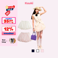 Chân váy nụ xòe Kauki chất vải voan dễ thương quần giả váy 2 lớp xinh xắn QV4 thời trang