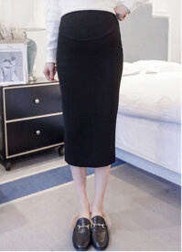 Chân váy ôm bầu thu đông chân váy len ôm - L 53-63kg - Đen