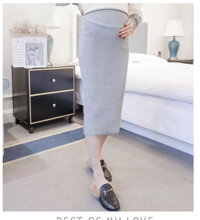 Chân váy ôm bầu thu đông chân váy len ôm - L 53-63kg - Xám