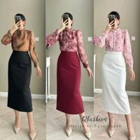 chân váy ôm công sở dáng dài qua gối che khuyết điểm Women Nữ