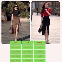 Chân Váy Ôm Xẻ Tà - Chân Váy Dài - Chân Váy Bút Chì Dài 75cm Xẻ Trước Buộc Nơ Hàng Cao Cấp Có BIGSIZE