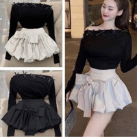 Chân váy phồng bí ngô đính nơ