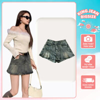 Chân Váy Quần Short Jean Giả Váy Xếp Ly Lưng Cao Hot Trend từ 55kg đến 90kg MS2037