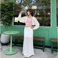 Chân váy ren dài dáng đuôi cá chất liệu co giãn có sẵn lót quần trong chân váy ren xuyên thấu 3 lớp dày dặn