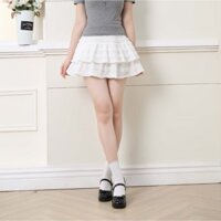 Chân váy ren xếp tầng ngắn dáng xòe kiểu Hàn Quốc có quần lót trong chất liệu cao cấp mềm mịn MS61