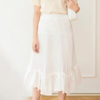 Chân váy Satin xếp li 2 lớp