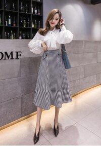 Chân Váy Sọc Phối Túi Nana - Sọc Xám - XL