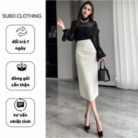 Chân váy SUBO bút chì gấp ly eo ,dáng váy công sở mặc đi làm 2 lớp sang trọng -hack dáng thanh lịch cho chị em.