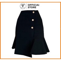 Chân váy suông 2 lớp phối đuôi cá vạt chéo 3 nút hàng thiết kế cao cấp Tây Collection CV22