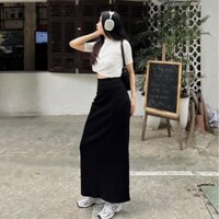 Chân Váy Suông Dài Thun Co Giãn Cạp Phẳng