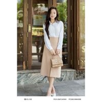 Chân váy tendy be cắt cúp xẻ giữa thiết kế Elise FF2308154BKWOBE