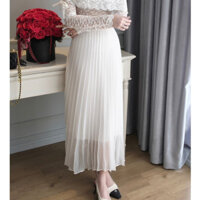 Chân váy thiết kế tơ trắng dập ly sang chảnh