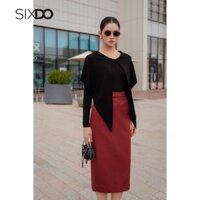 Chân váy thô dáng bút chì SIXDO (Orangish Brown Straight Woven Midi Skirt)