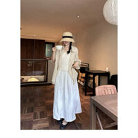 CHÂN VÁY thô trắng dáng dài xoè lưng chun basic