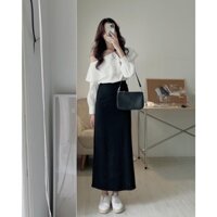 Chân Váy Thun Dài Dáng Suông Siêu Hack Dáng Thiết Kế Cạp Chun Co Giãn Lưng Cao CV02