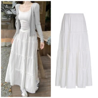 Chân váy trắng dài midi xoè 2 lớp bèo 4 tầng chất voan tơ nhẹ nhàng bồng bềnh