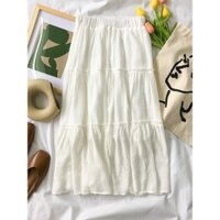 Chân váy trắng xòe dài Hàn Quốc chất mỏng nhẹ nhàng - Kèm ảnh thật