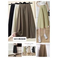 Chân váy vải xoè dài cúc trước