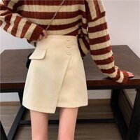 chân váy vạt chéo phối nút