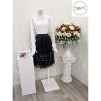 Chân váy voan lưới xòe BERI (đen) - CV018