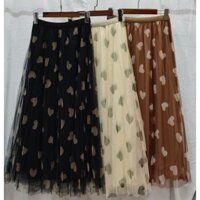 chân váy voan trái tim dáng dài hàng đẹp - KaKa