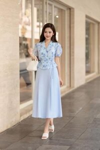 Chân váy xanh Pastel dáng xòe