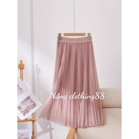 Chân váy xếp li dáng dài voan 2 lớp nhẹ nhàng nhiều mầu sắc cạp thun dễ mặc phù hợp đi chơi đi dạo đi làm đi học