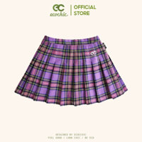 Chân Váy Xếp Li Ngắn Dáng Xoè ECOCHIC TARTAN SKIRT Hoạ Tiết Thổ Cẩm Tím Đỏ Ghi F135 - Hàng mới về