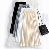 Chân váy xếp ly ánh nhũ SEEU cho nữ dáng dài lưng chun co giãn thoải mái phong cách sang trọng
