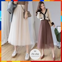 Chân váy xếp ly, Chân váy Voan xếp ly 3 lớp dày dặn, kiểu dáng xinh xắn dễ phối đồ. - Hàng nhập khẩu