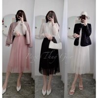 Chân váy xếp ly, chân váy voan lưới dài công chúa 2 lớp dày dặn cạp chun siêu co giãn phù hợp với mọi loại eo