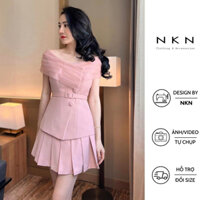 Chân váy xếp ly, đầm nữ NKN Elly màu hồng, thiết kế xếp ly dáng ngắn basic, chất liệu cao cấp.