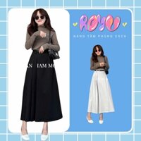 Chân Váy Xếp Ly Dáng Dài Chất Chéo Hàn Tặng Kèm Đai Lưng, Chân Váy Dài Dày Dặn, Mềm Mịn - ROYU
